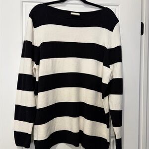 Black and White Striped Women's Sweater